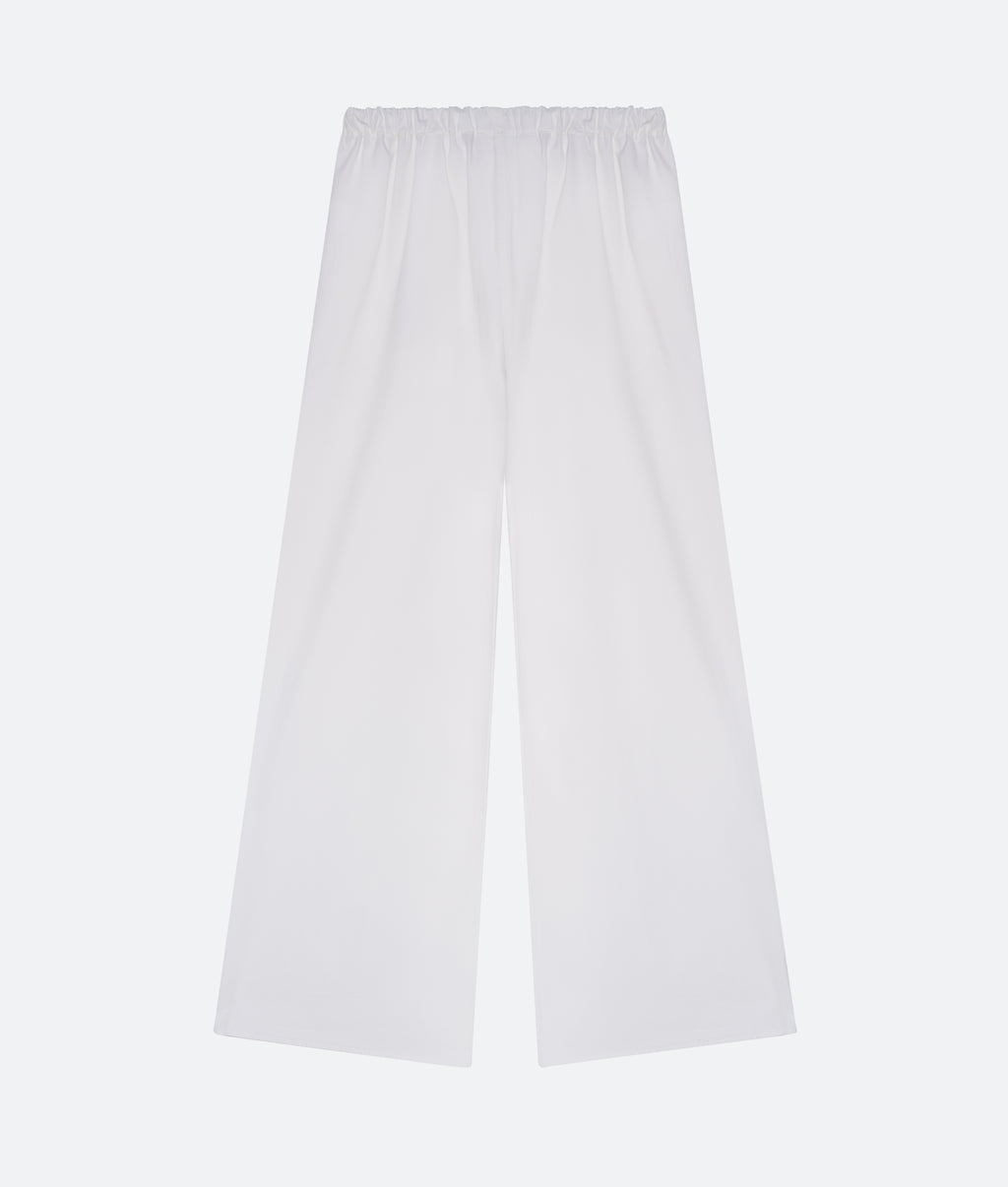 Cotton Silk Drawstring Trouser in White - packshot back