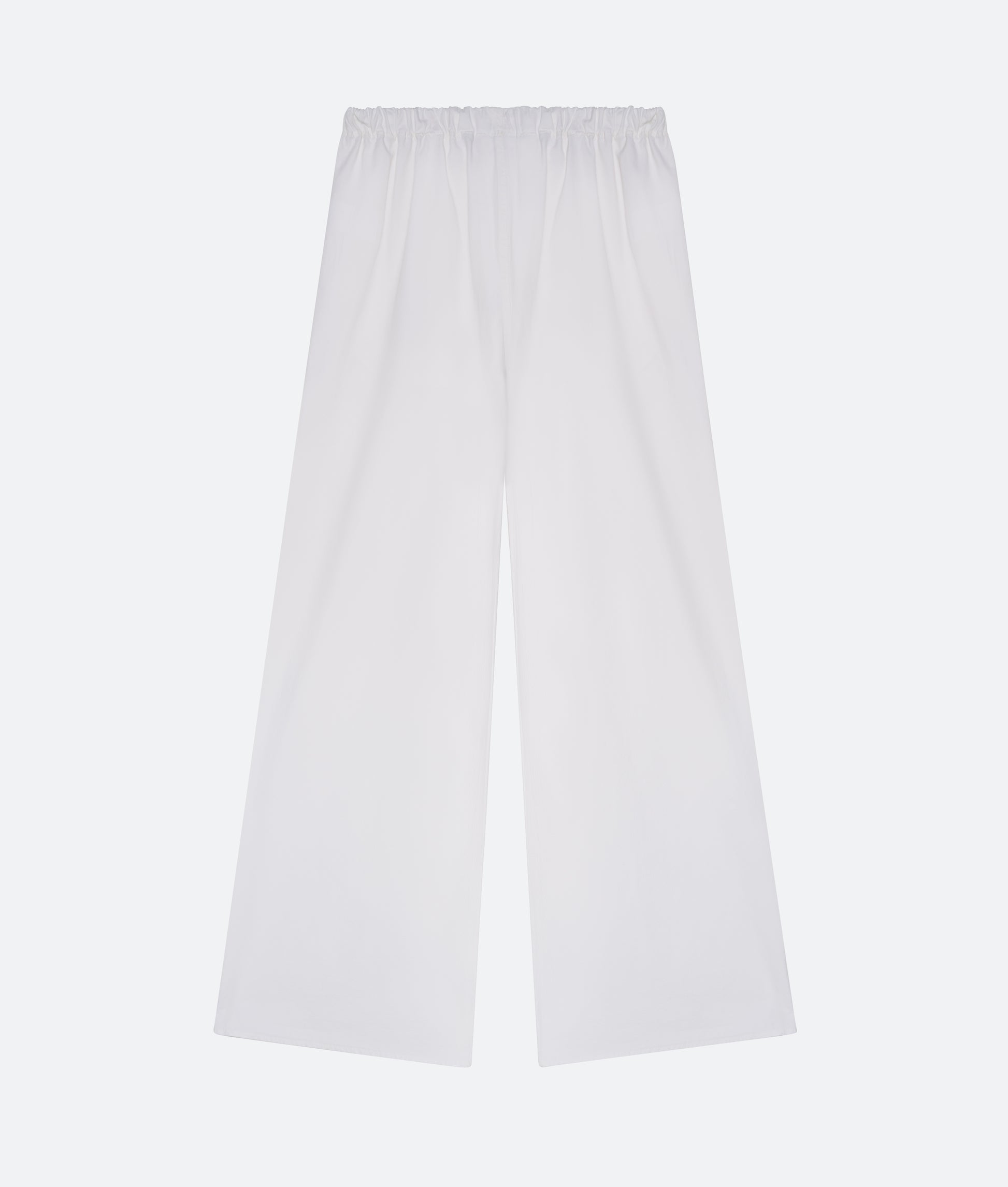 Cotton Silk Drawstring Trouser in White - packshot back
