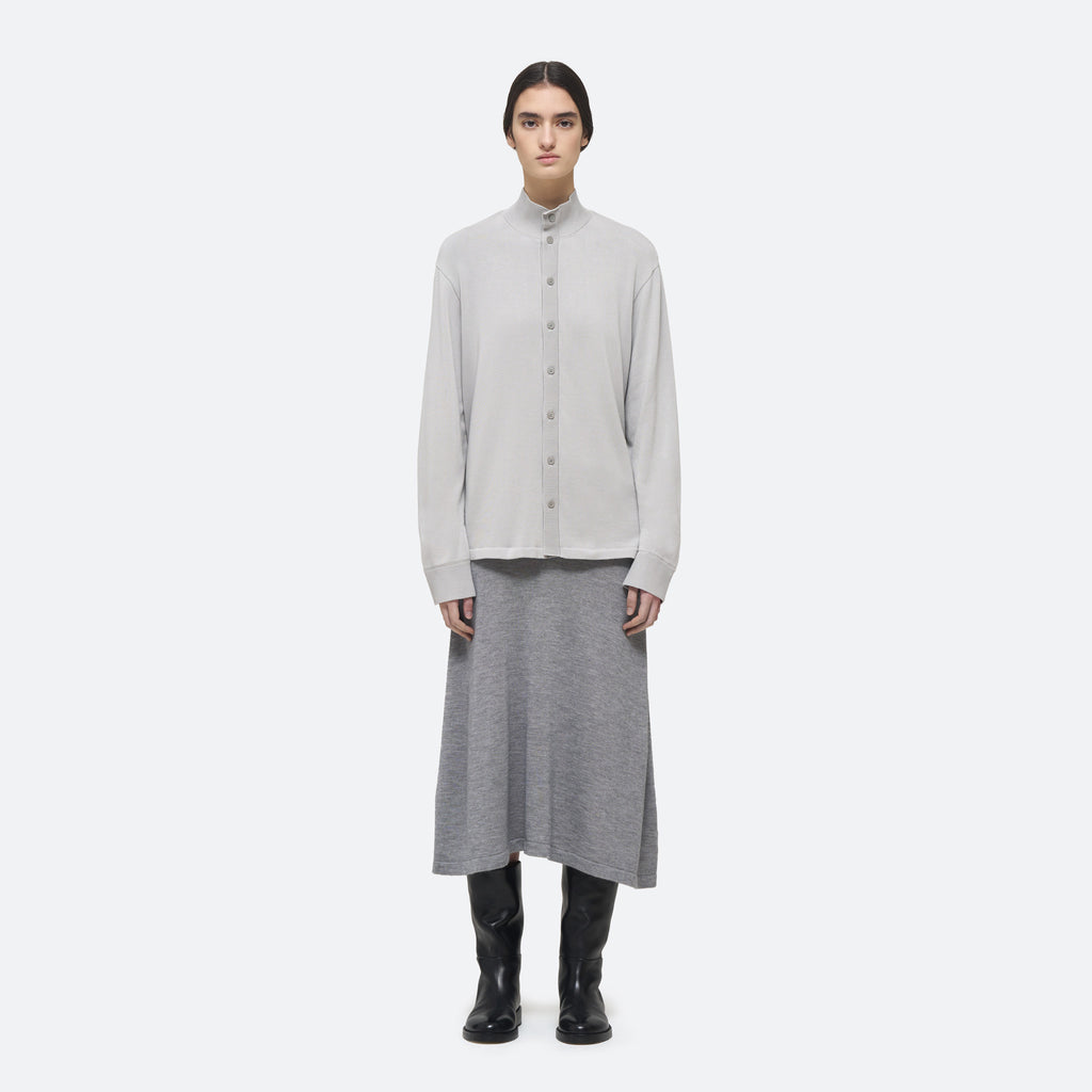 Cotton Knit Shirt in Dove on model