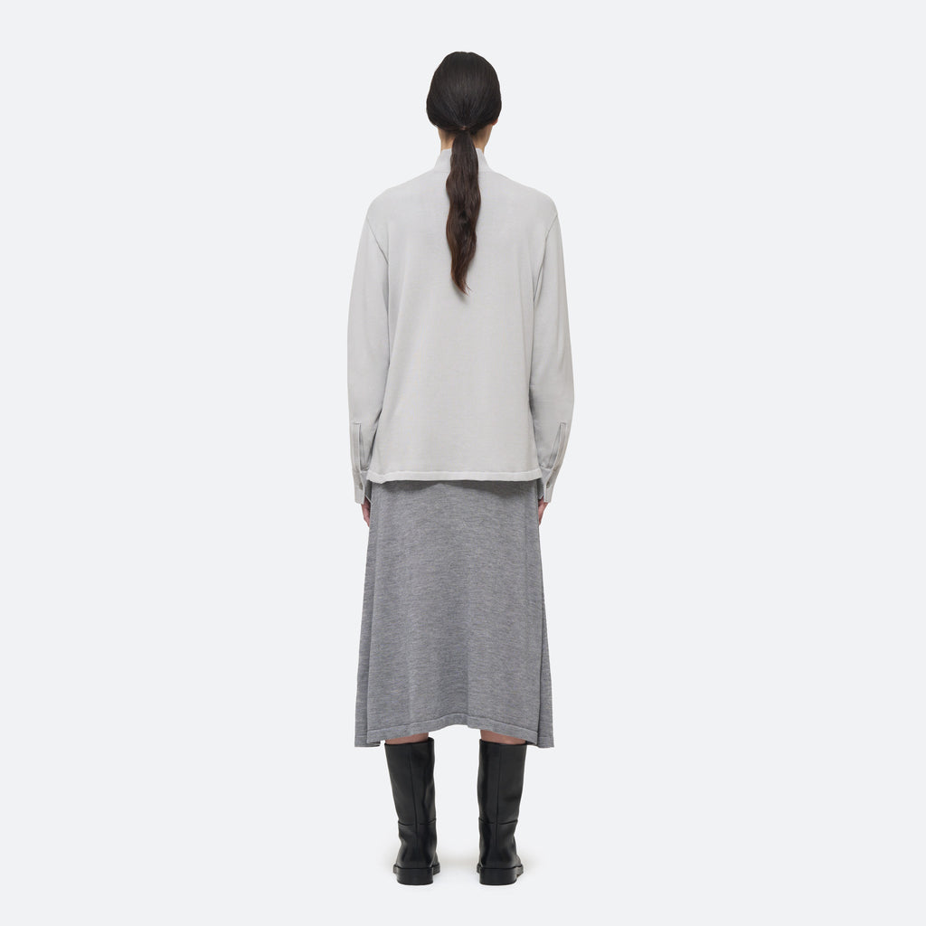 Cotton Knit Shirt in Dove on model