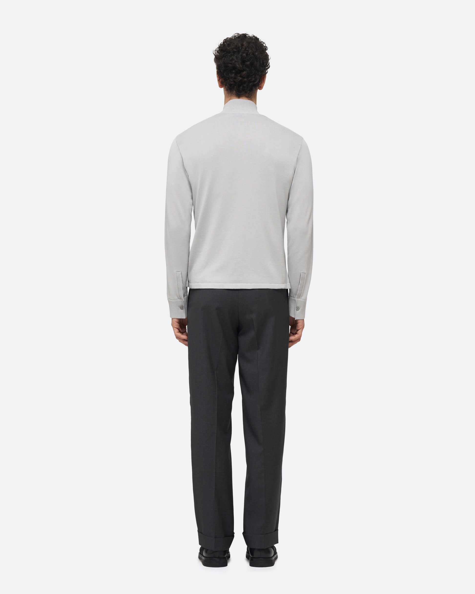 Cotton Knit Shirt in Dove on model