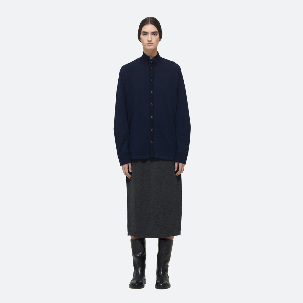 Cotton Knit Shirt in Navy - view 1