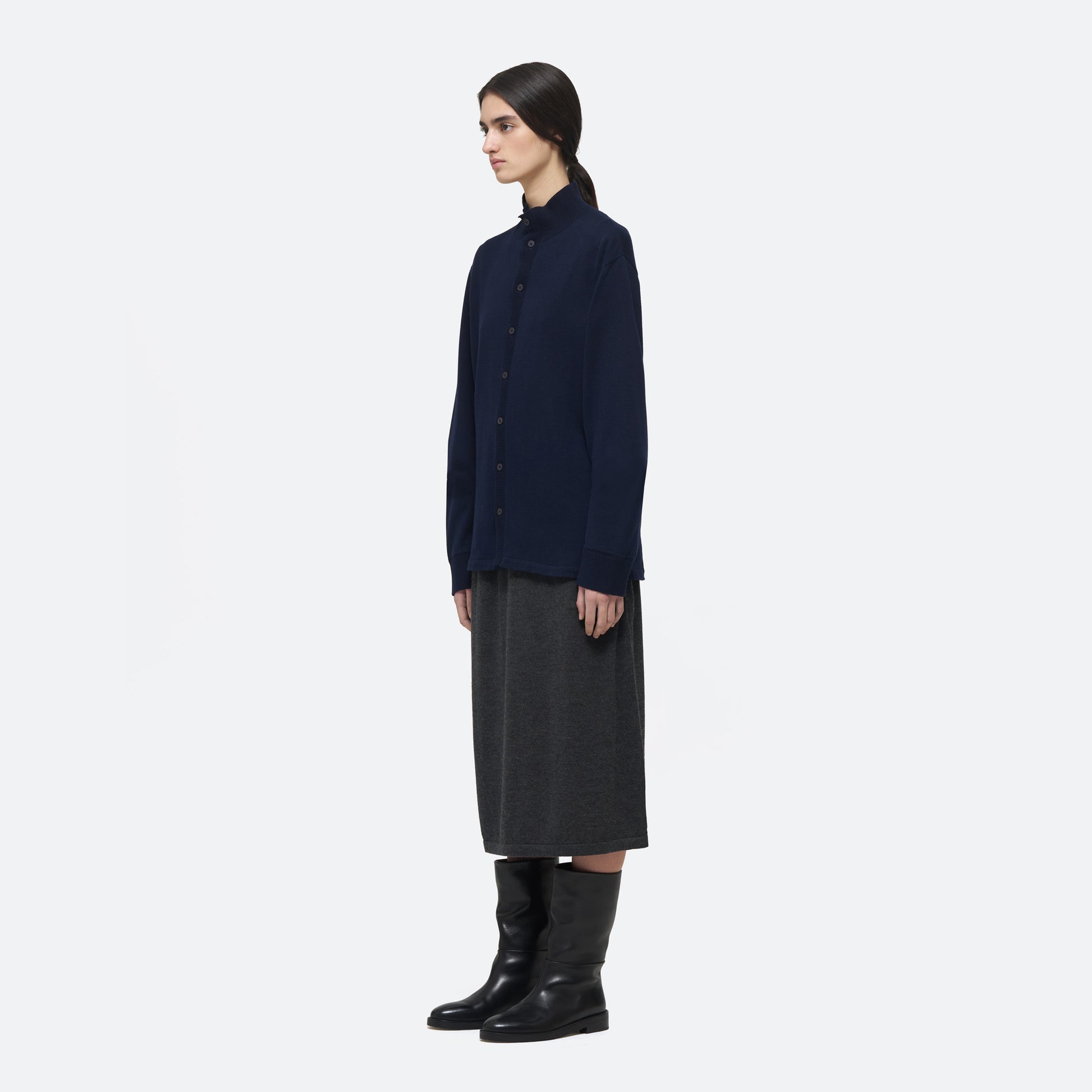 Cotton Knit Shirt in Navy - view 2