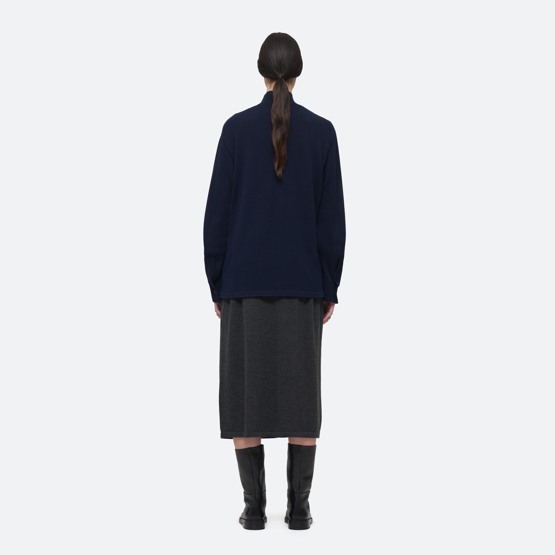 Cotton Knit Shirt in Navy - view 3