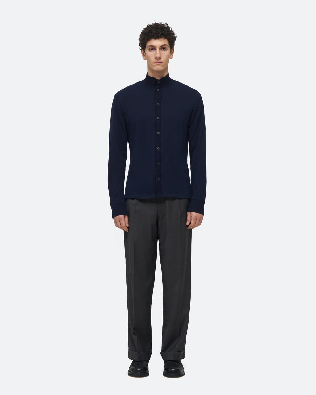 Cotton Knit Shirt in Navy - view 4