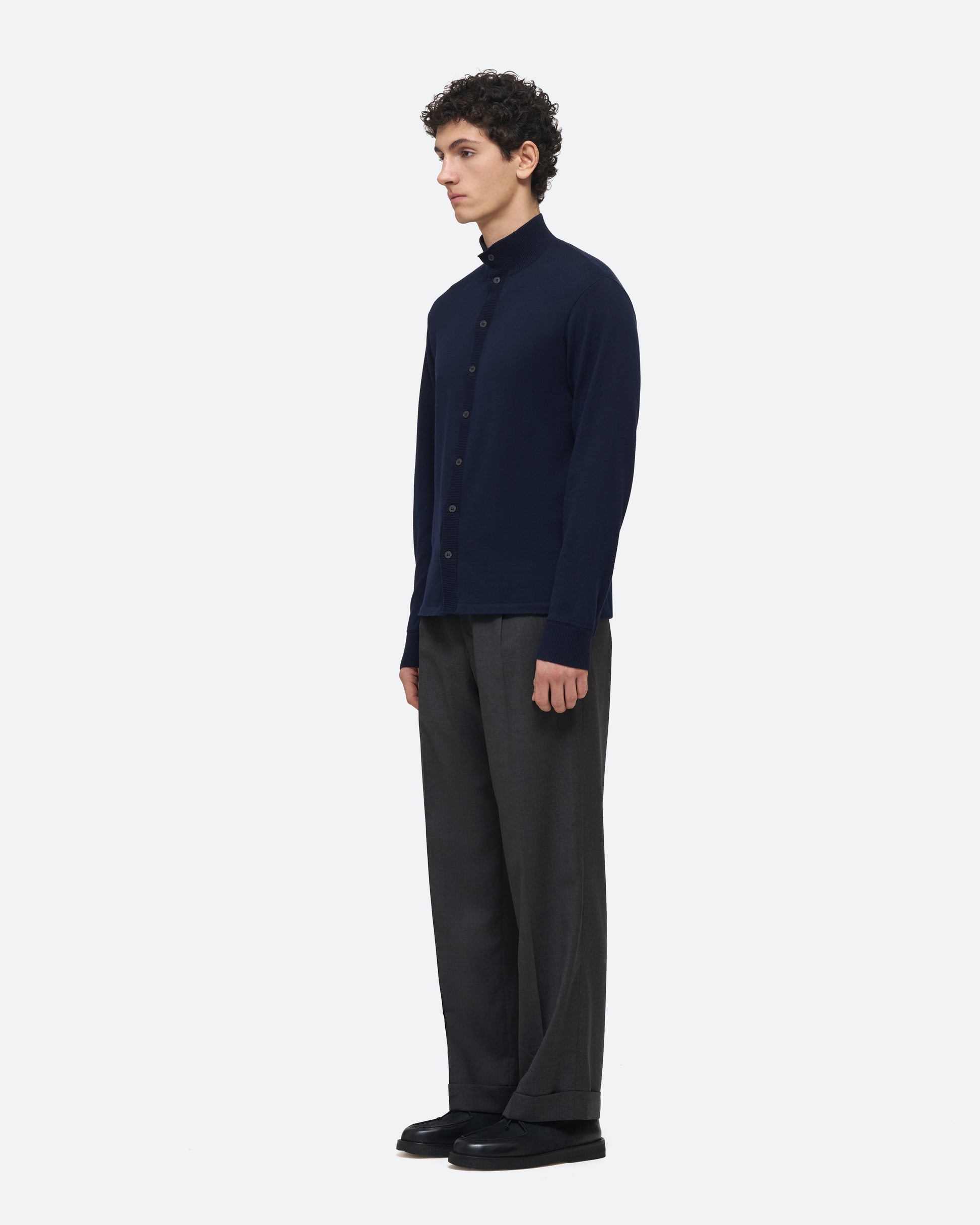 Cotton Knit Shirt in Navy - view 5