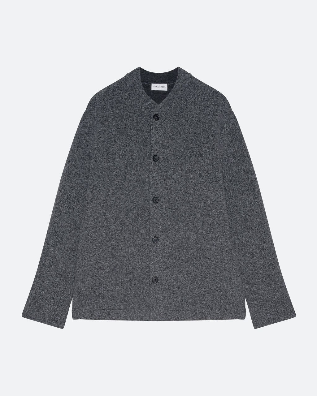 Wool Cashmere Knit Jacket in Charcoal - packshot front