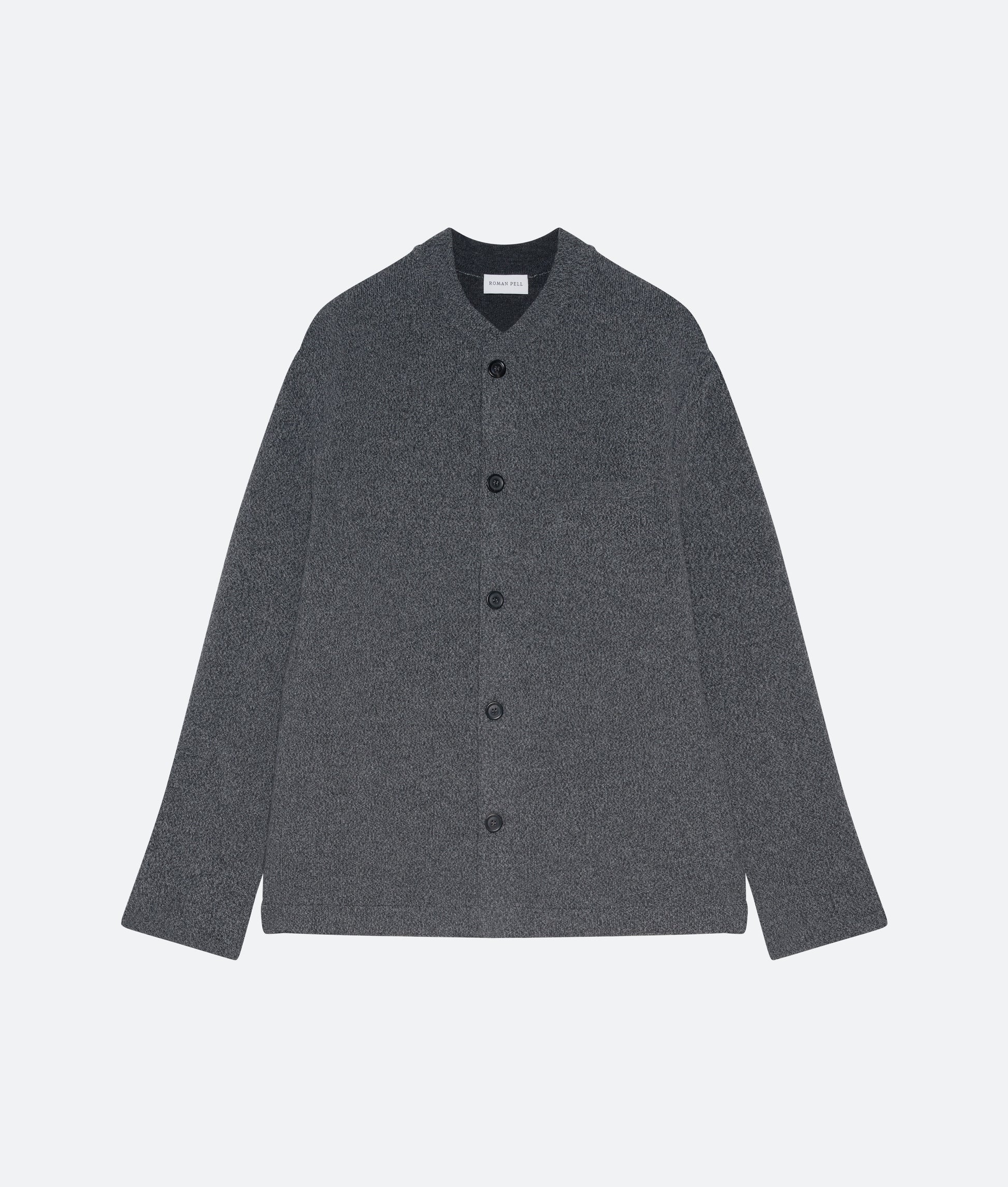 Wool Cashmere Knit Jacket in Charcoal - packshot front