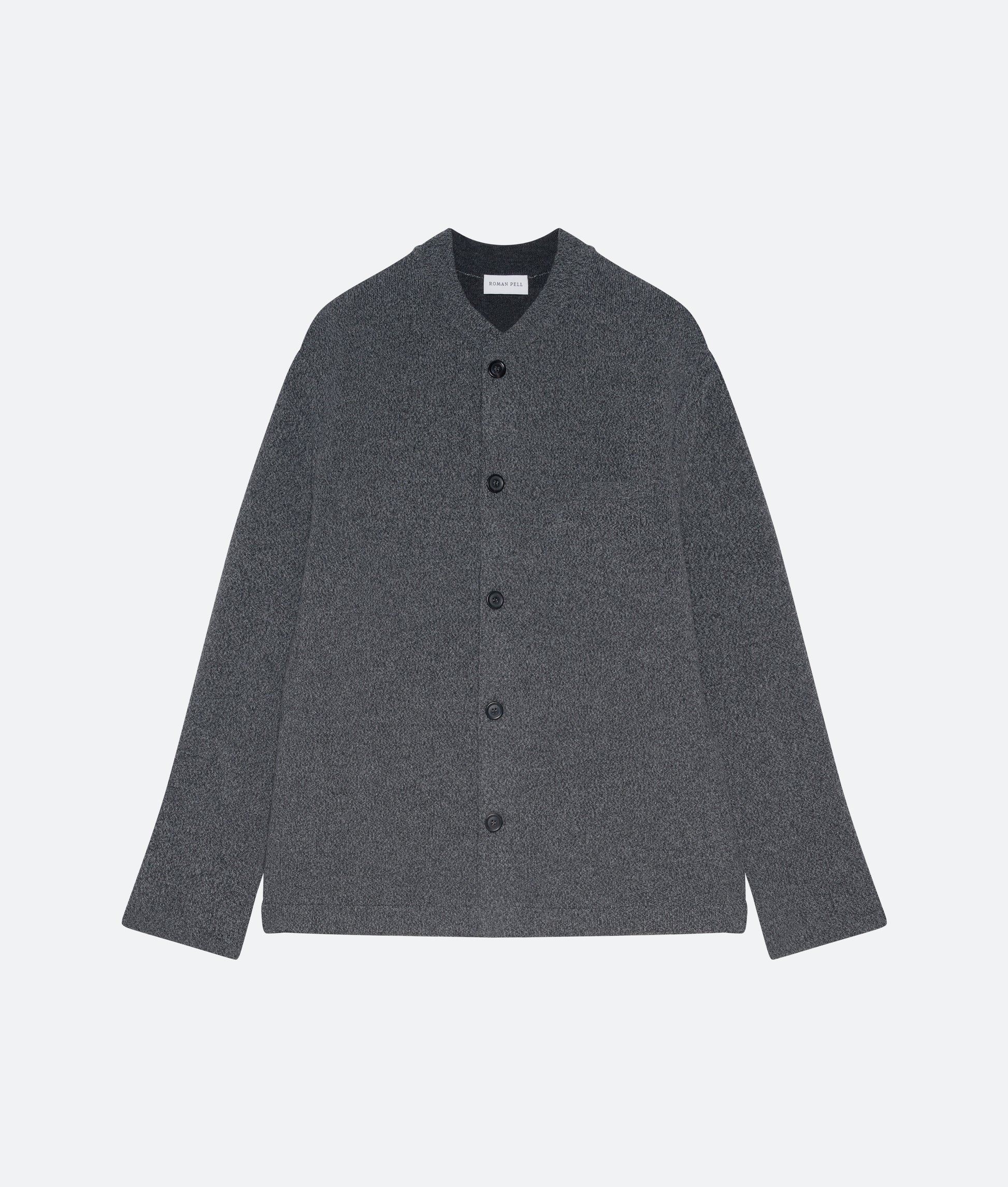 Wool Cashmere Knit Jacket in Charcoal - packshot front