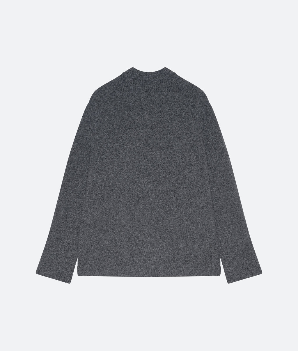 Wool Cashmere Knit Jacket in Charcoal - packshot back