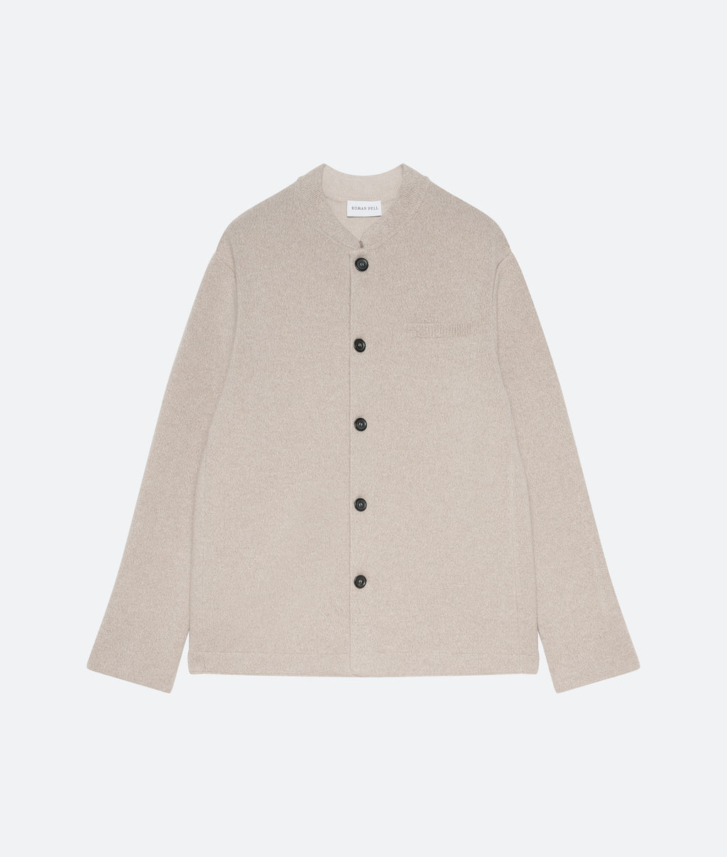 Wool Cashmere Knit Jacket in Birch - packshot front