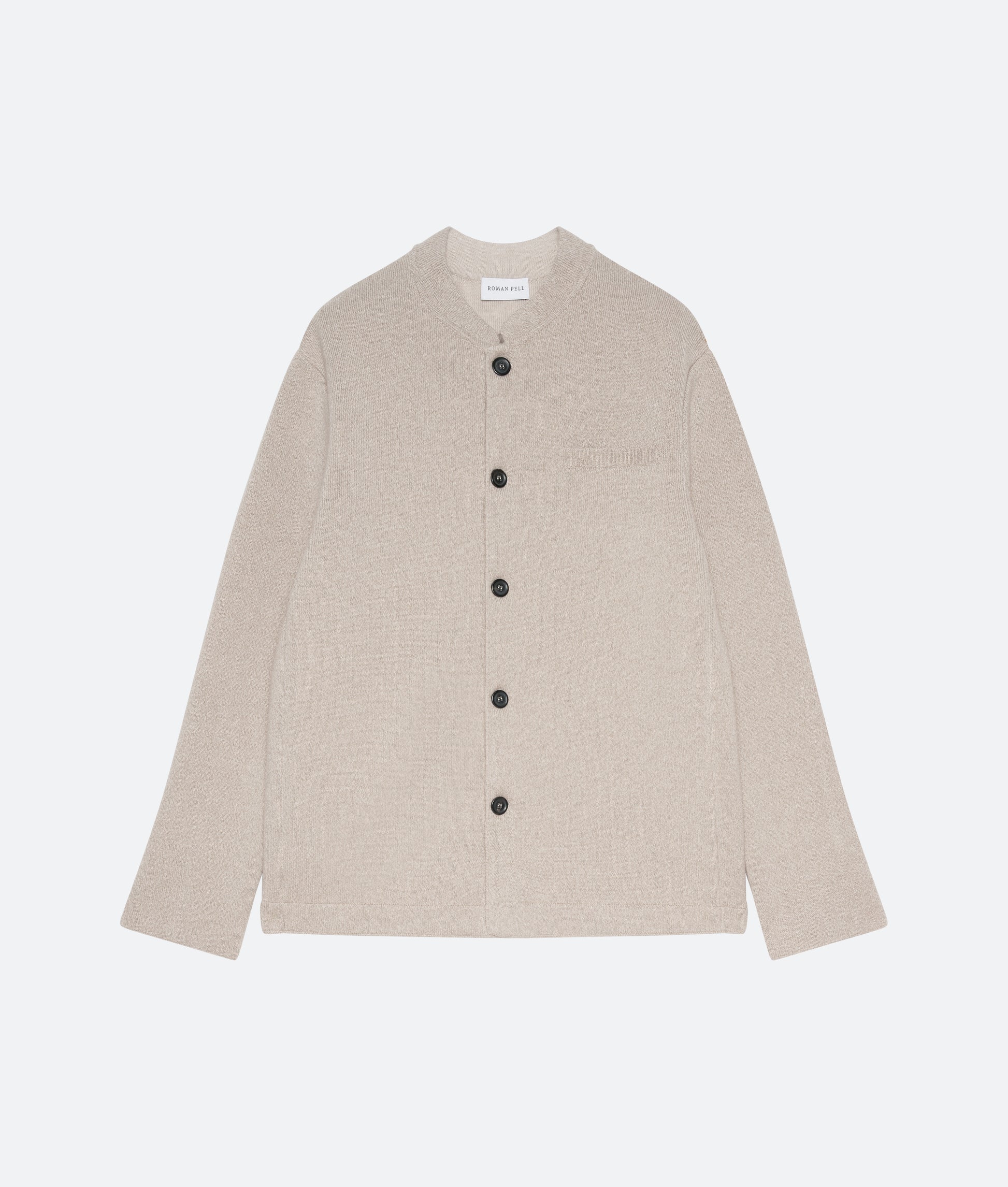 Wool Cashmere Knit Jacket in Birch - packshot front