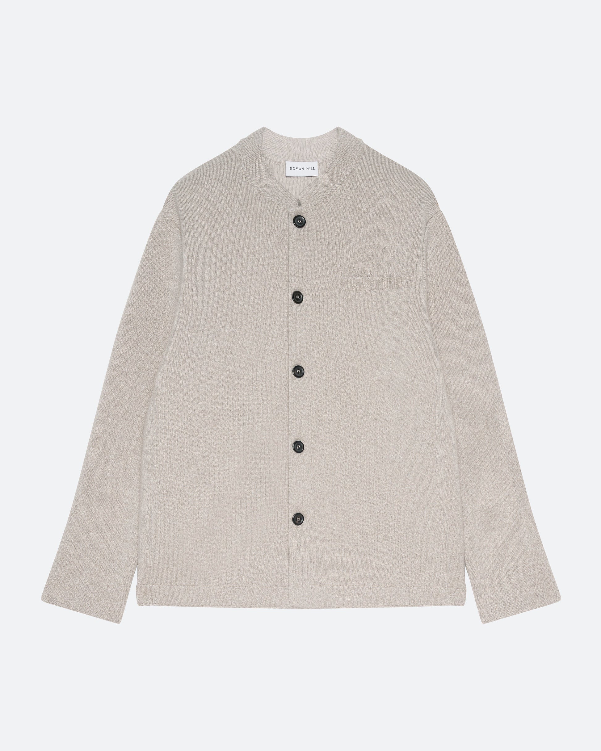 Wool Cashmere Knit Jacket in Birch - packshot front