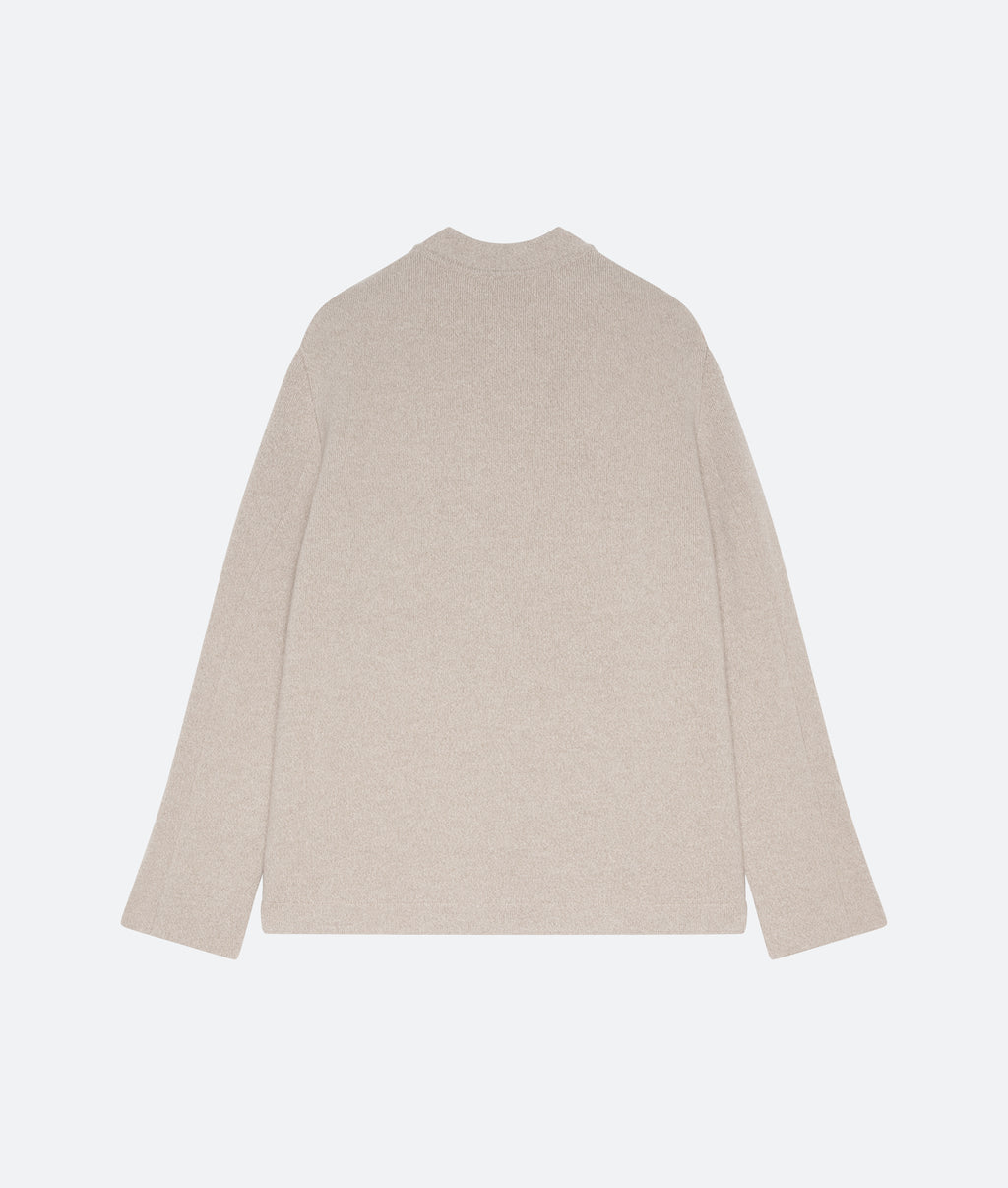 Wool Cashmere Knit Jacket in Birch - packshot back