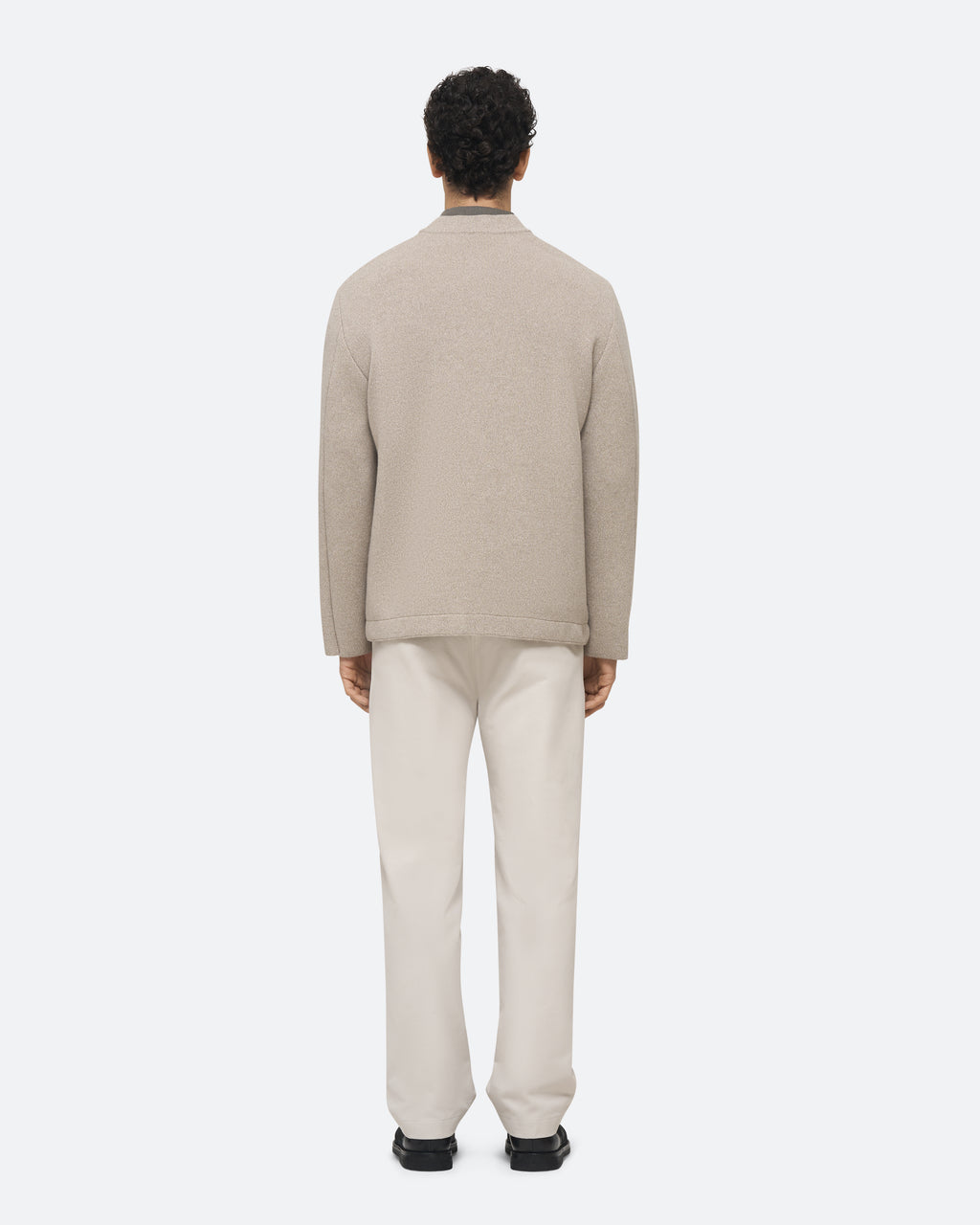 Wool Cashmere Knit Jacket in Beige on model