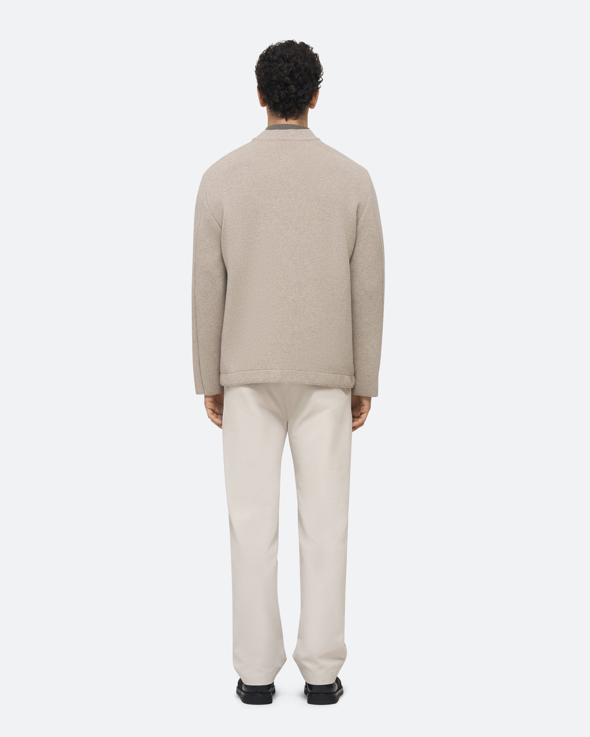 Wool Cashmere Knit Jacket in Beige on model
