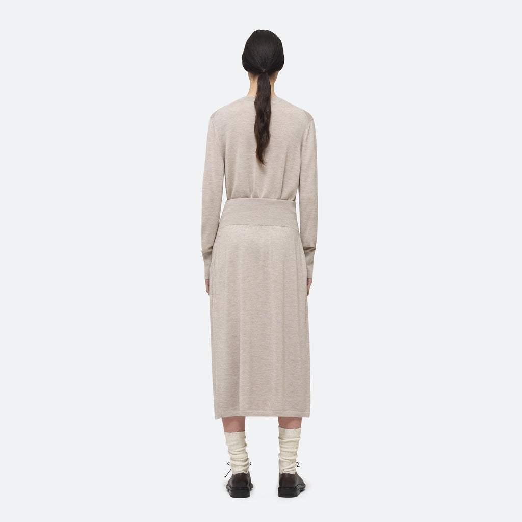Cashmere Silk Knit Skirt in Beech on model