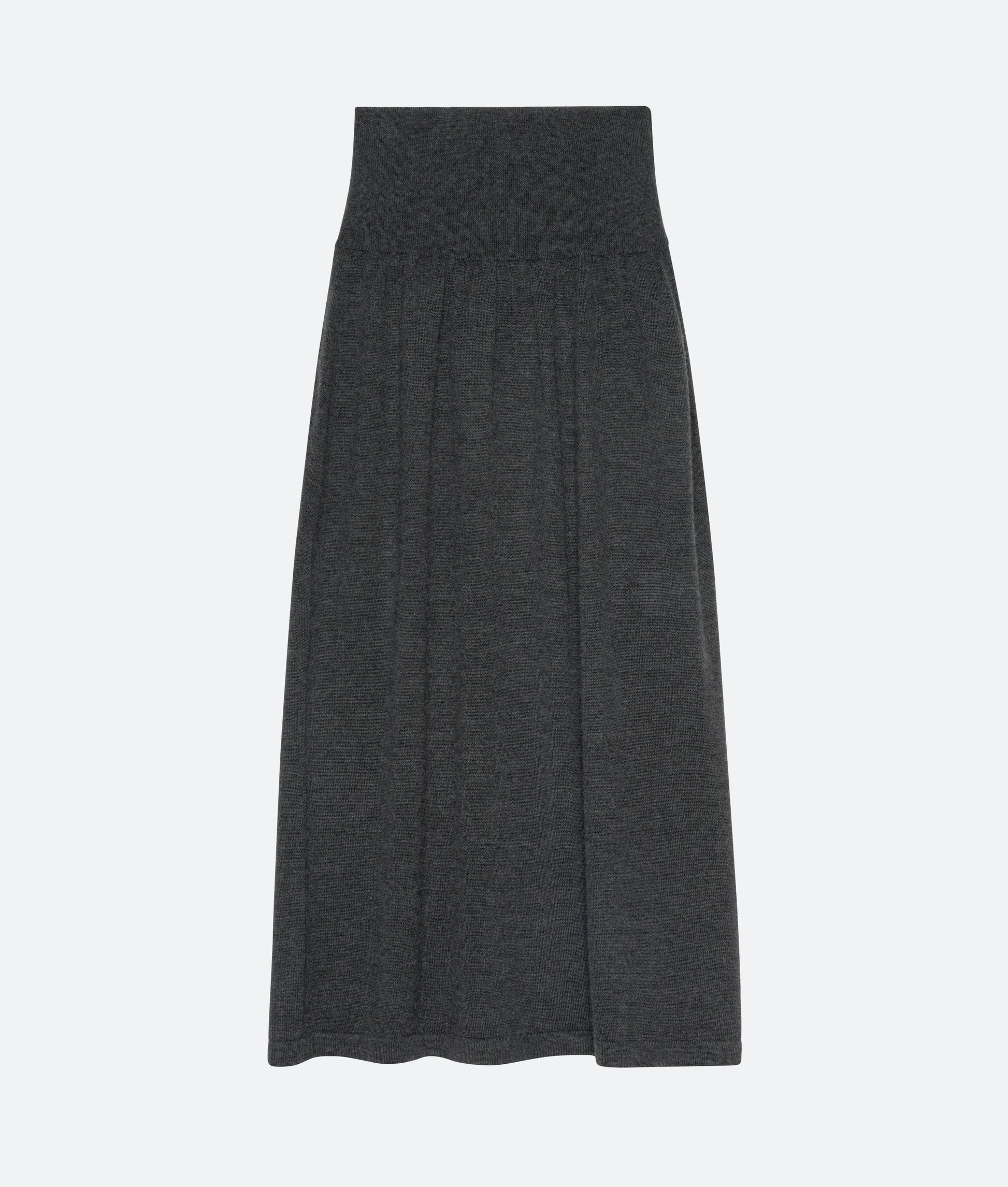 Cashmere Silk Knit Skirt in Charcoal - packshot front