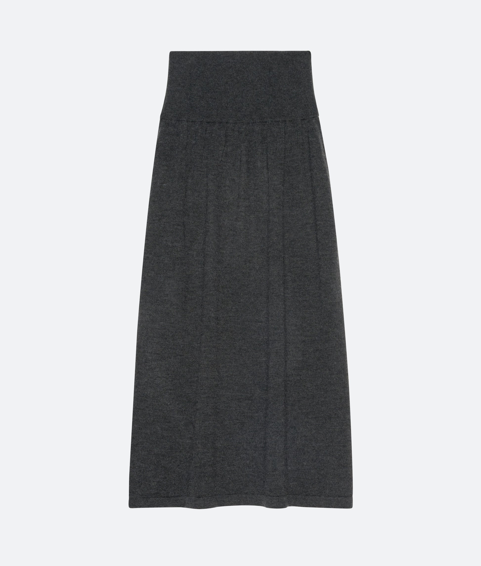 Cashmere Silk Knit Skirt in Charcoal - packshot back