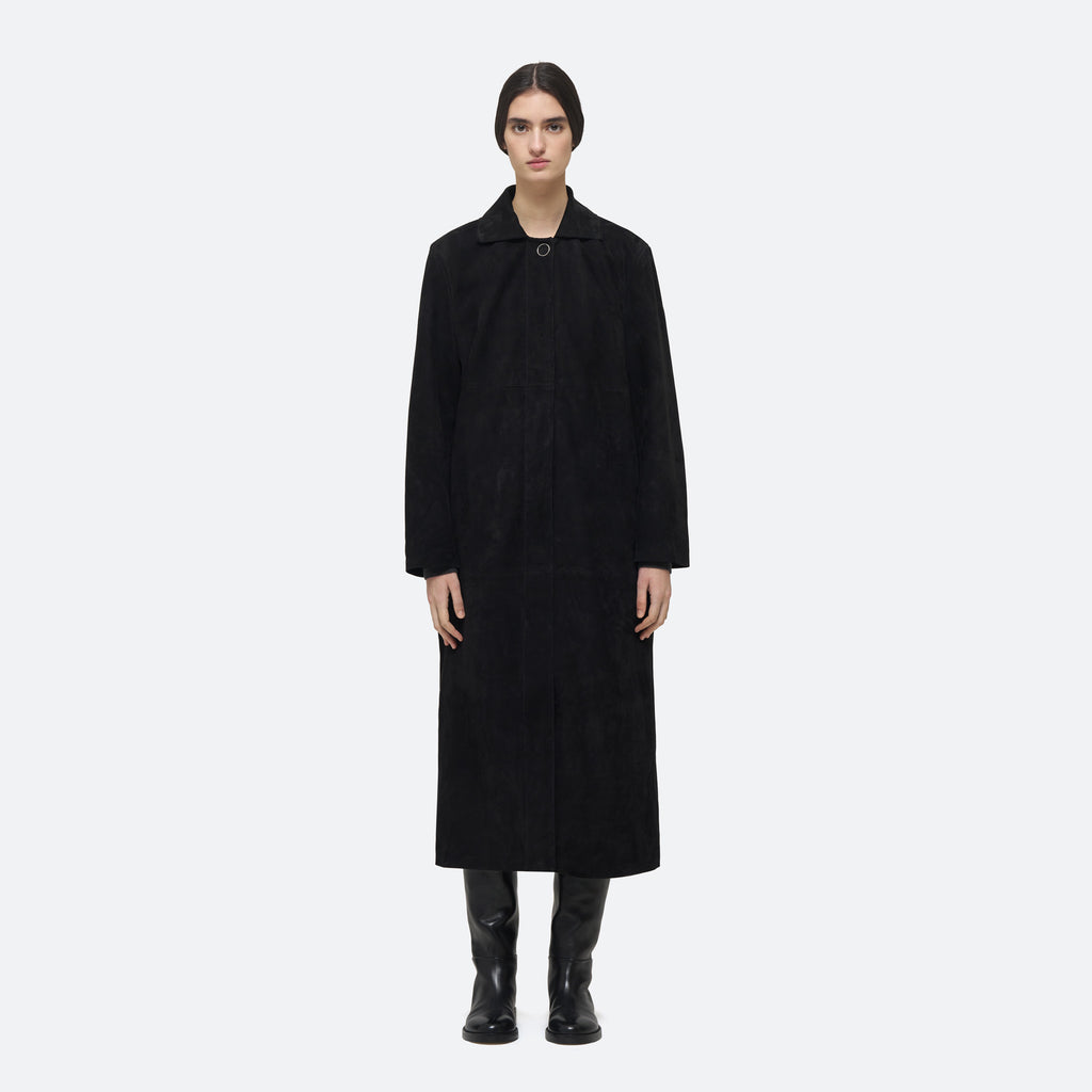 Suede Coat in Black Suede - view 1