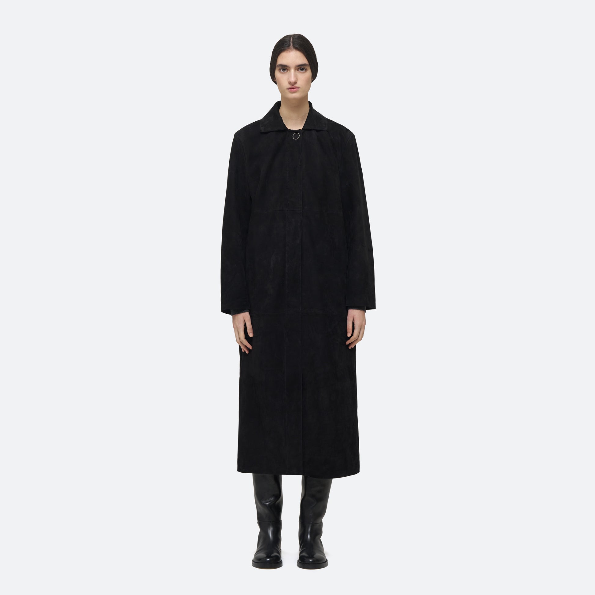 Suede Coat in Black Suede - view 1