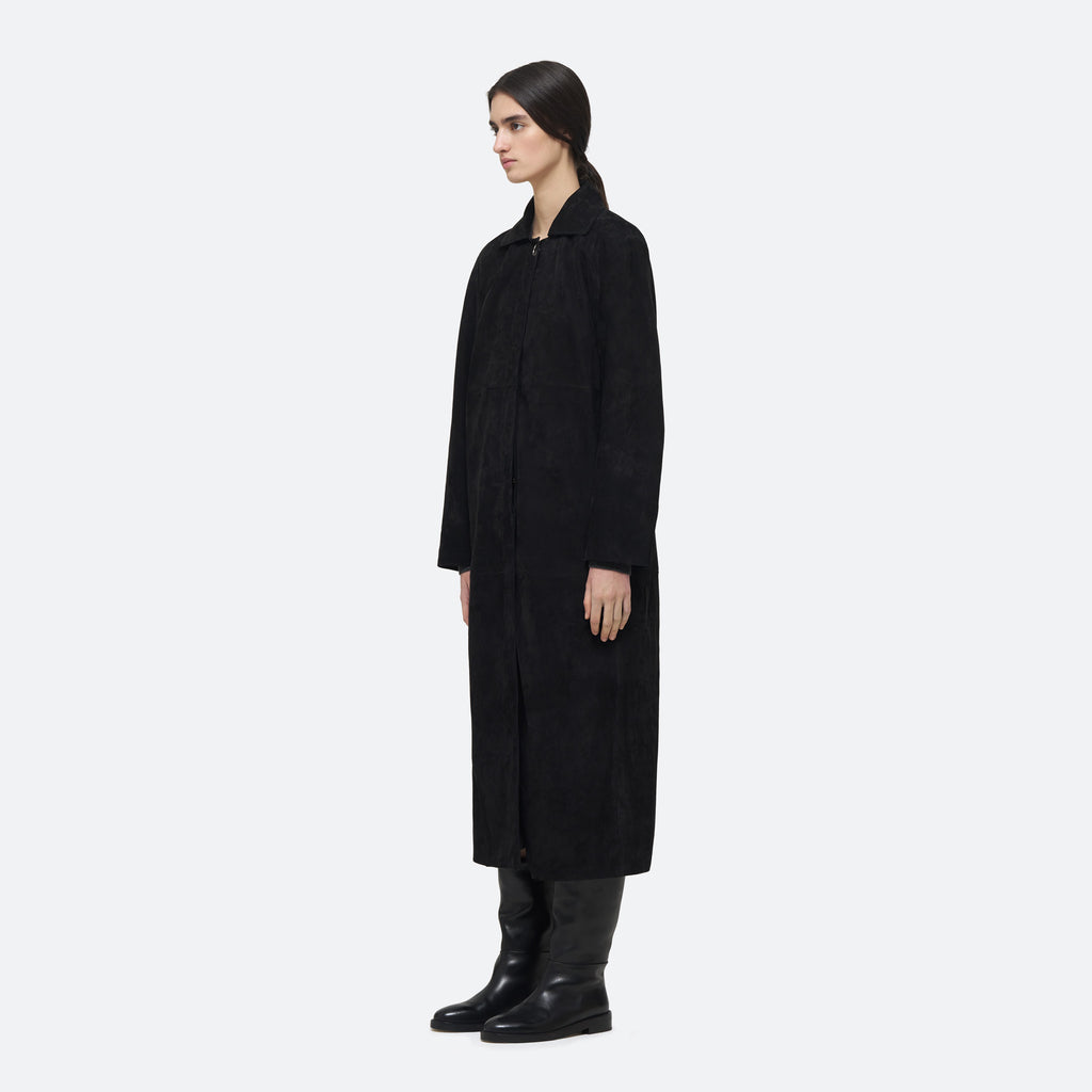 Suede Coat in Black Suede - view 2