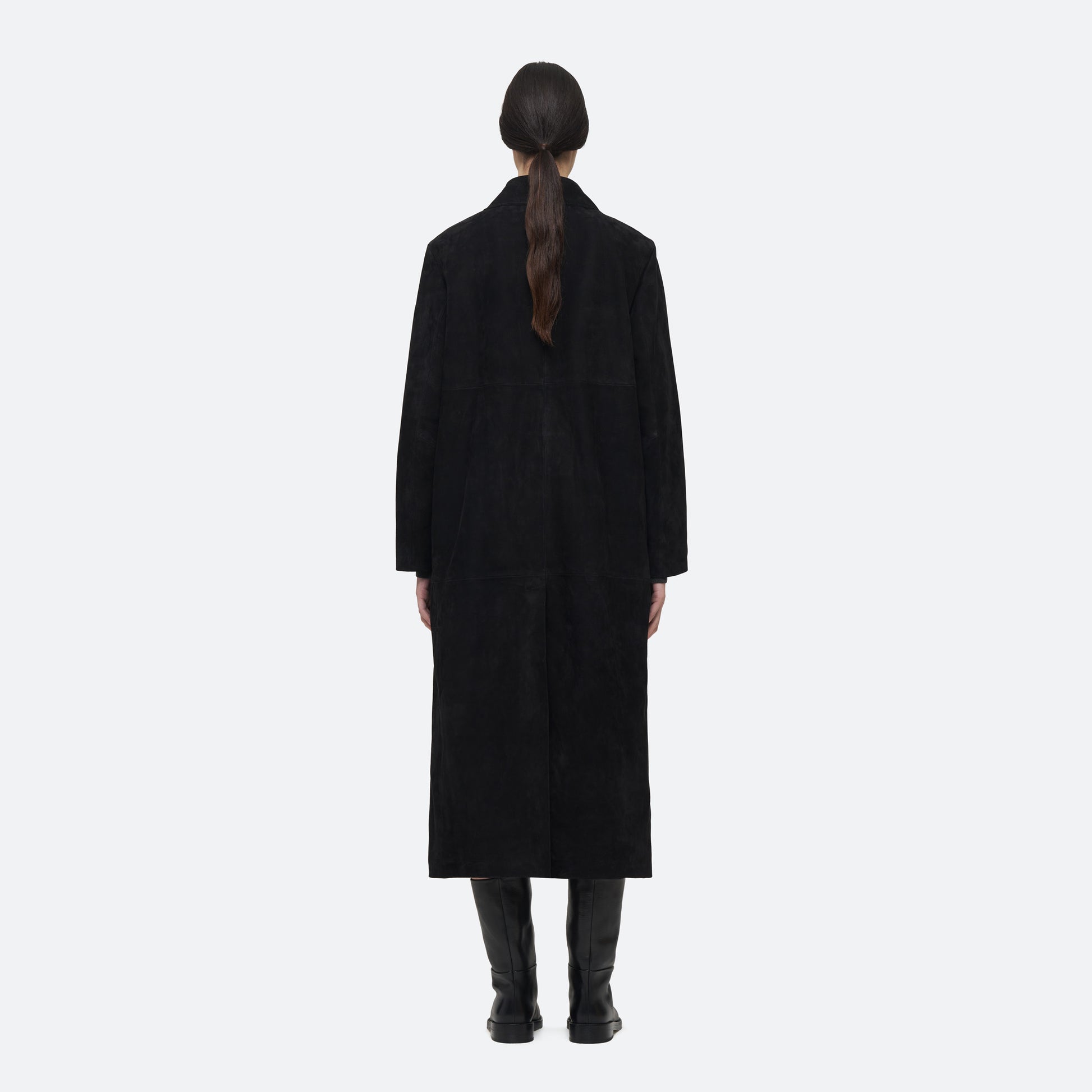 Suede Coat in Black Suede - view 3