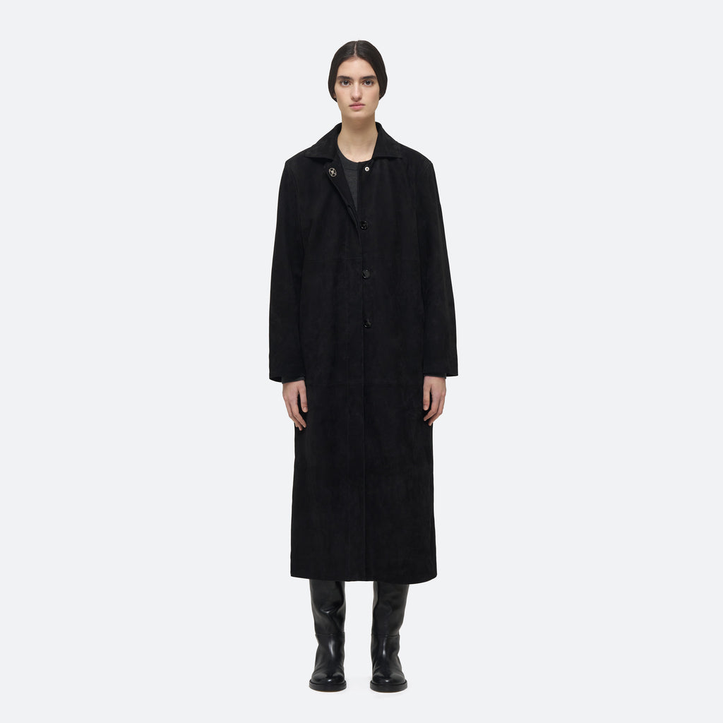 Suede Coat in Black Suede - view 4