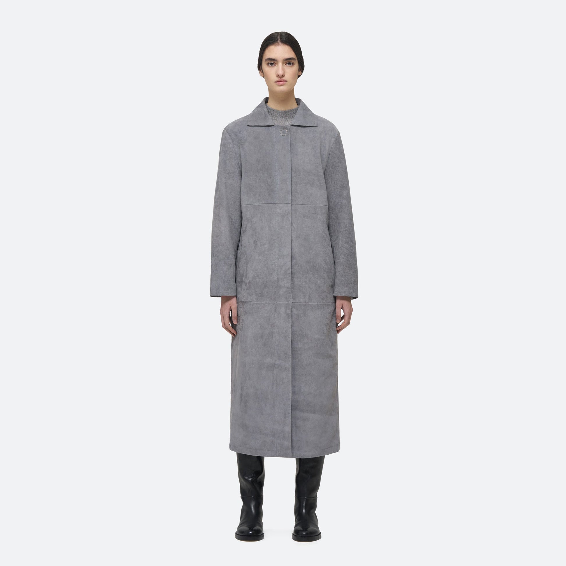 Suede Coat in Gray Suede - view 1