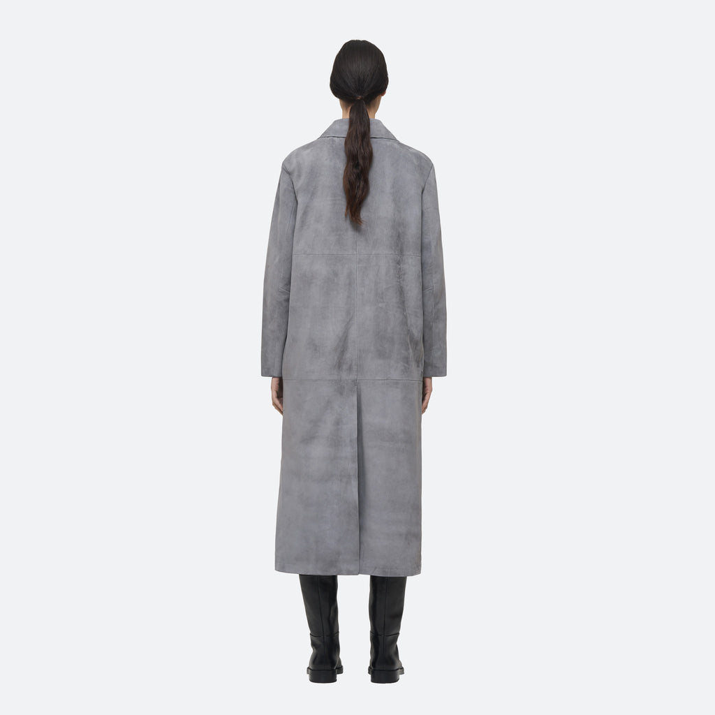 Suede Coat in Gray Suede - view 3