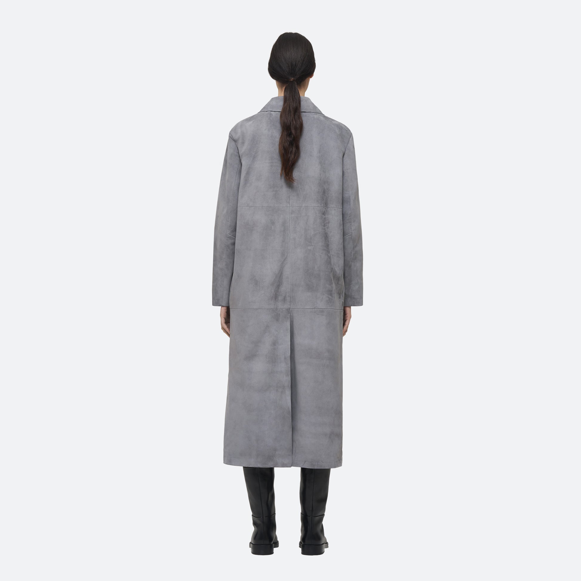 Suede Coat in Gray Suede - view 3