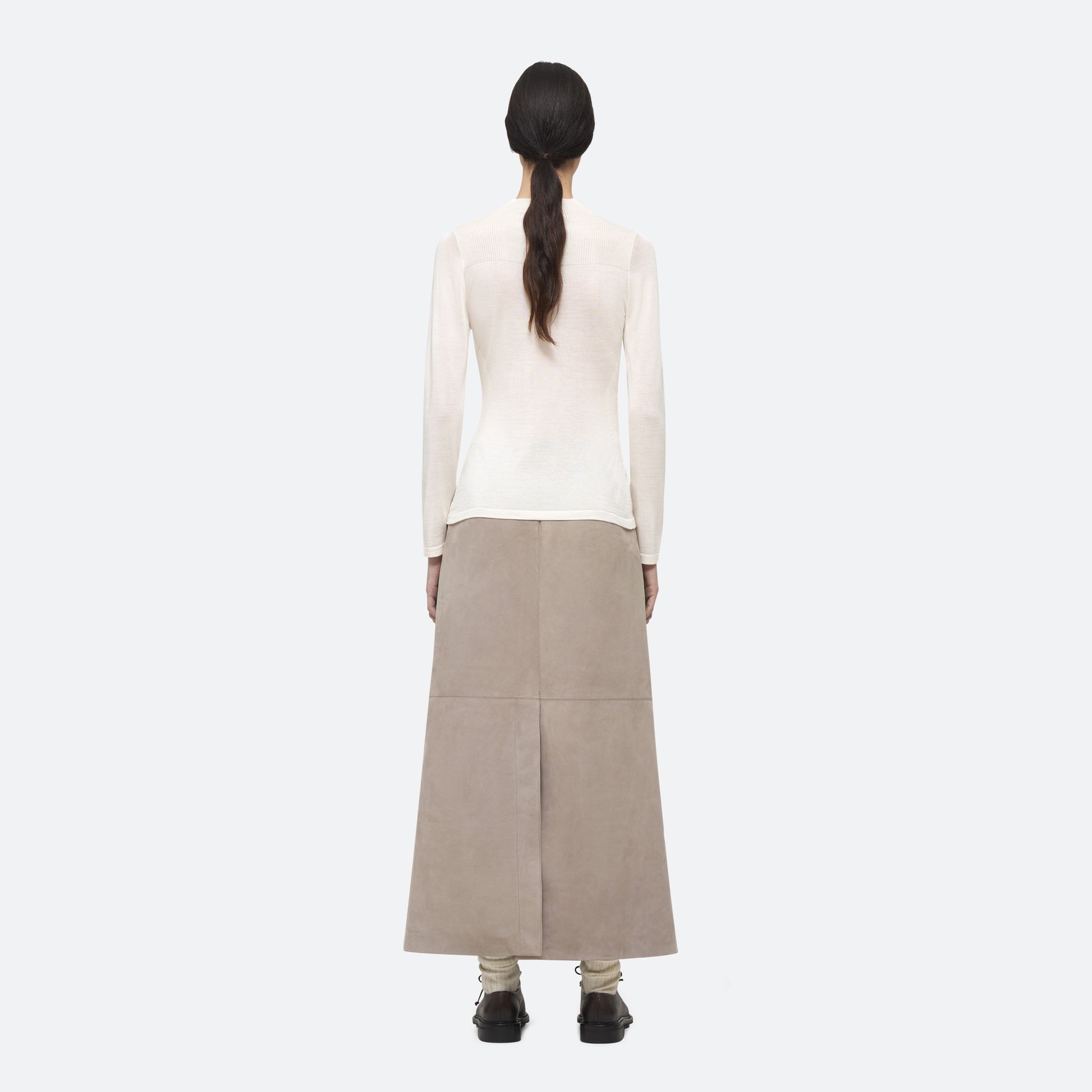 Silk Knit Top in White - view 3