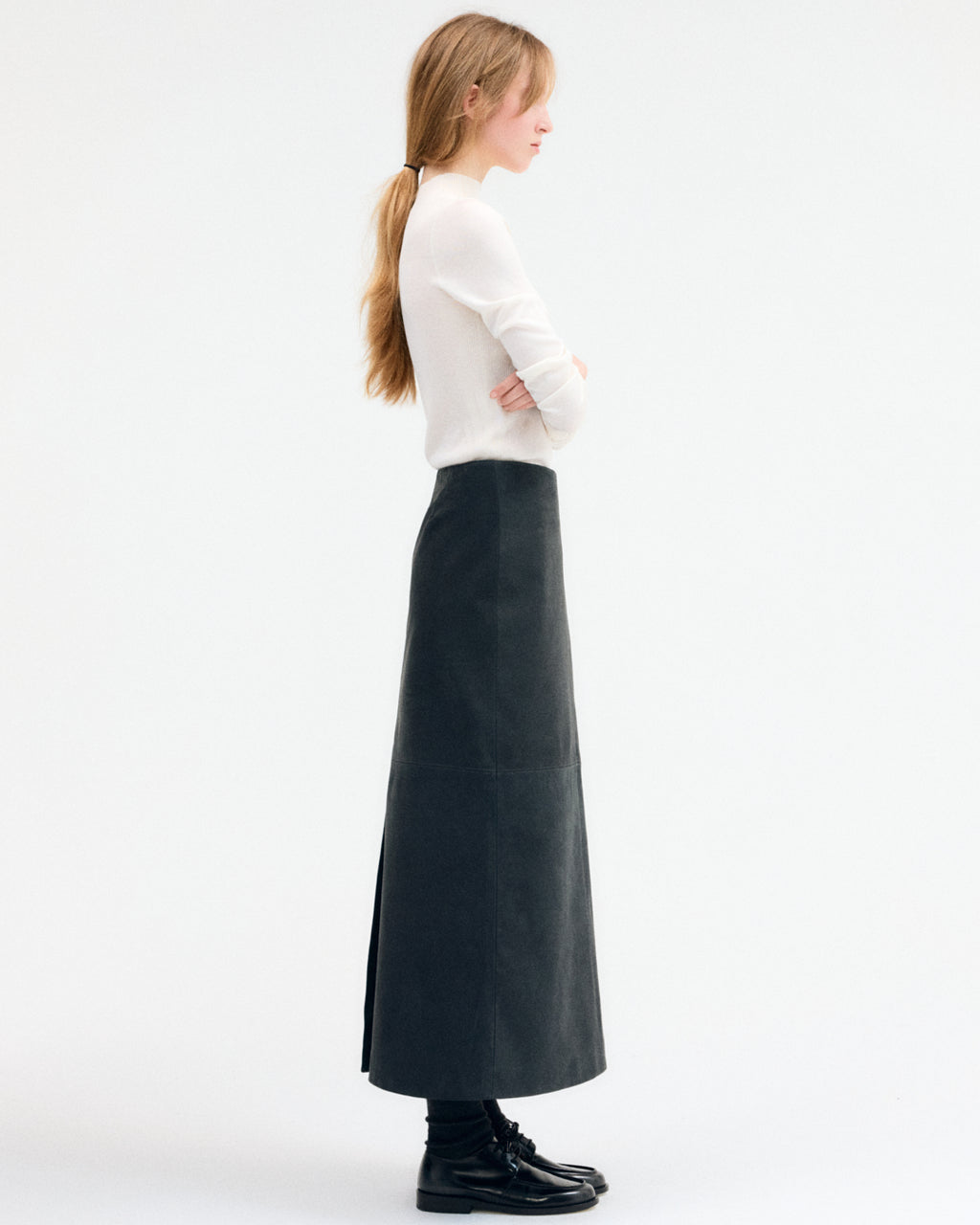 Suede Column Skirt