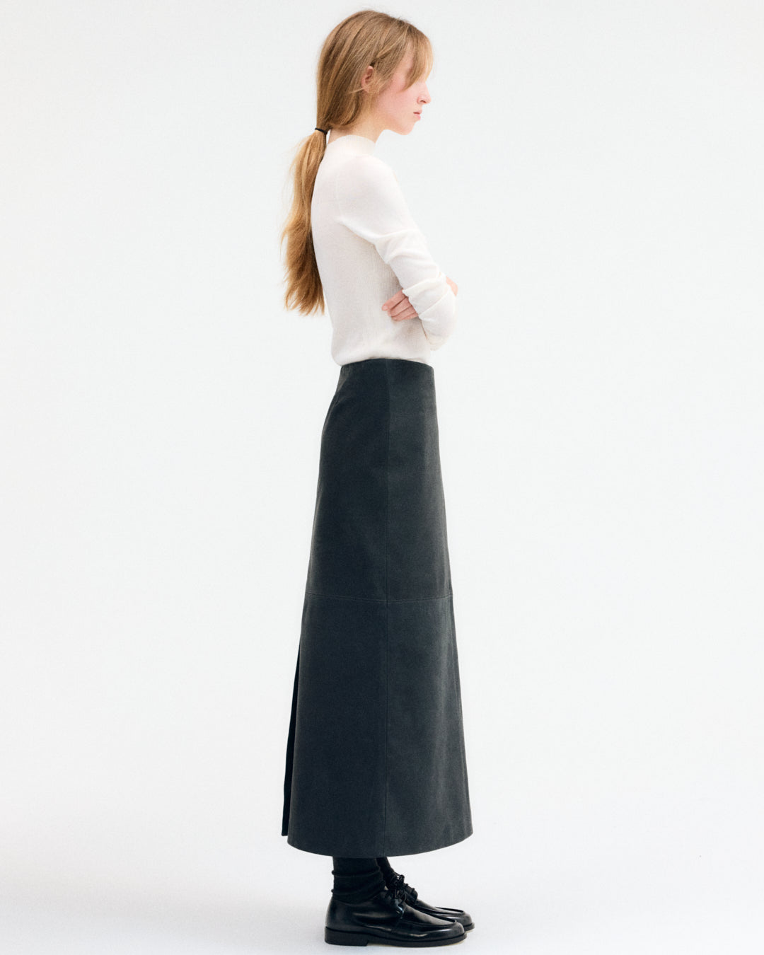 Suede Column Skirt