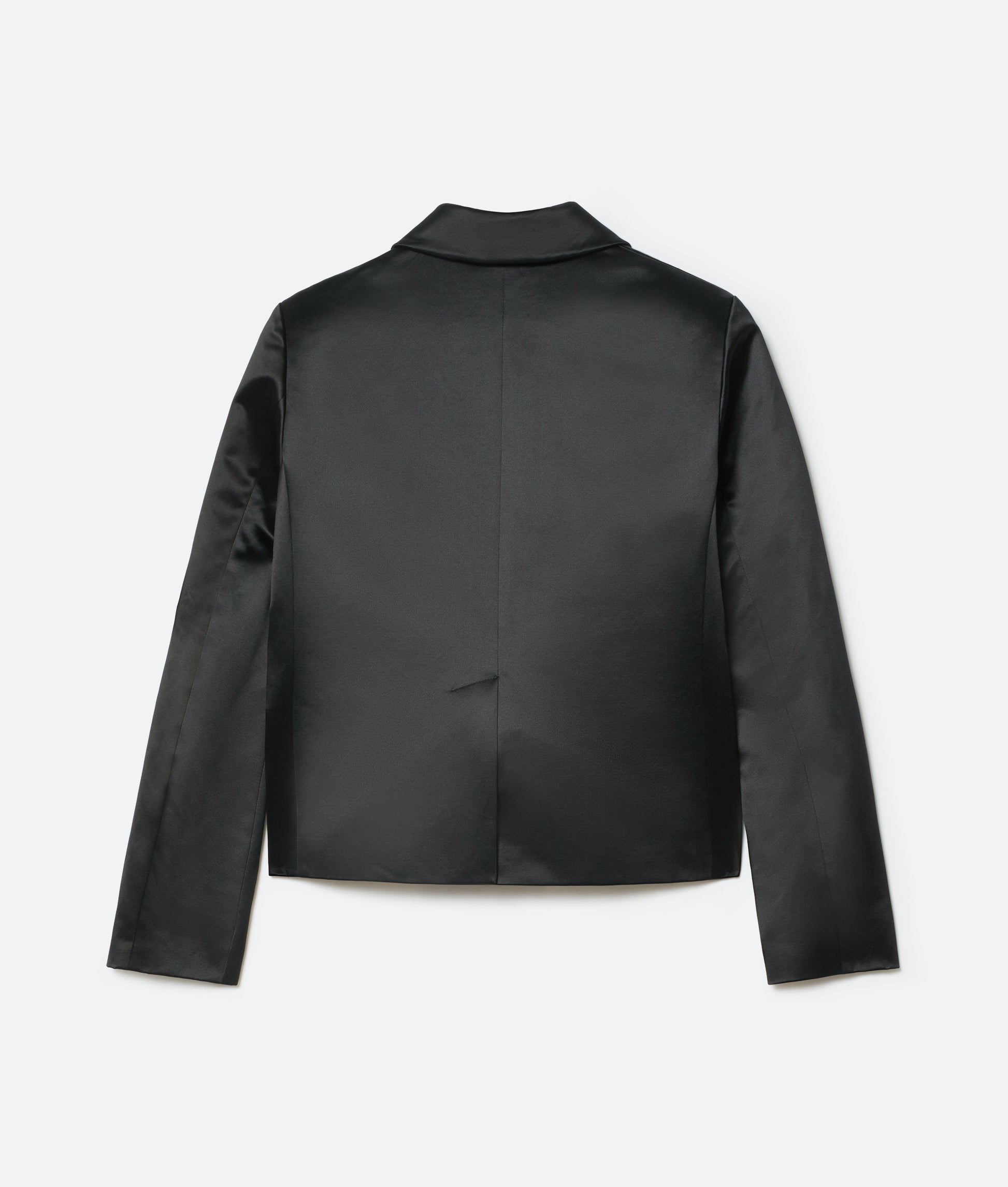 Silk Satin Button Jacket in Nero - packshot back